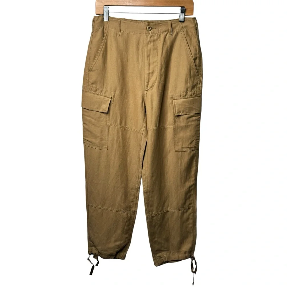 Polo Ralph Lauren Khaki Silk/Linen Blend Cargo Pants NWT 6 - Picture 1 of 10